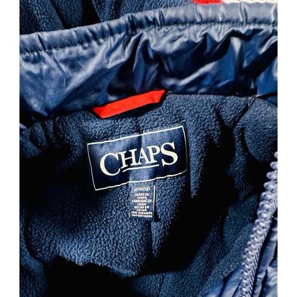Chaps Boys Hooded Winter Jacket Medium 10/12 Red Blue Pockets Warm Zipper READ - Picture 13 of 14